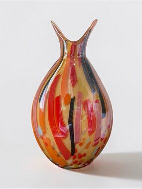 Vintage MCM McIntosh Art Glass Handblown Heavy Glass Vase/ Murano Style